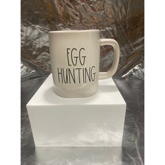 Rae Dunn Coffee Mug Easter Bunny "Egg Hunting" pink inside - Picture 1 of 5